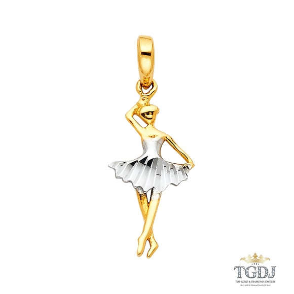 14K Two Tone Dancing Ballerina Pendant